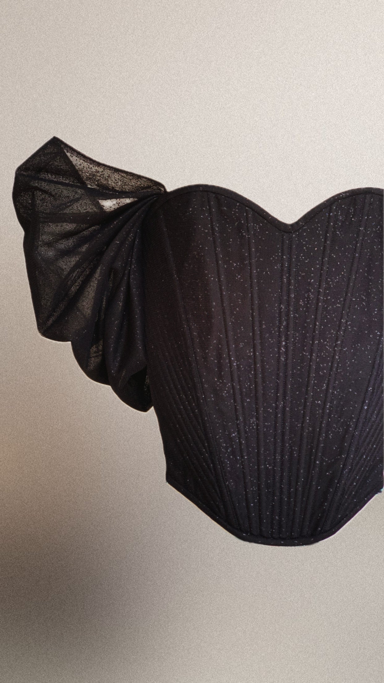 Bespoke corset with off-shoulder sleeves