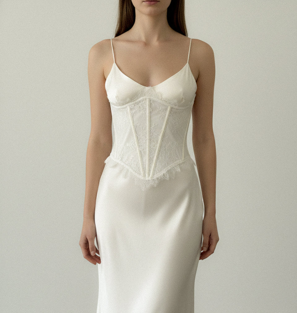 Handmade Chantilly Lace Underbust Corset - Bridal Waist Cincher